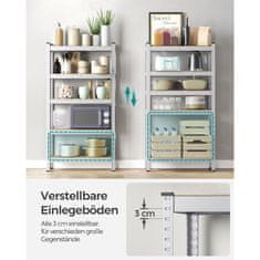 Songmics Polica s 5 polica 150x75x30 cm srebrna