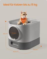 Songmics Kutija za pijesak za mačke 54x428x40 cm Siva