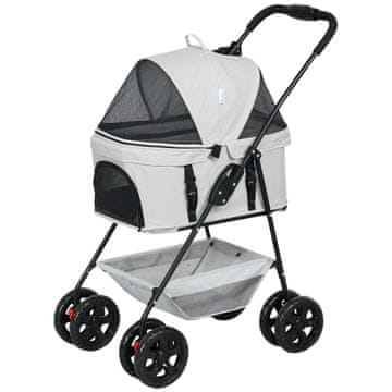 Homestar Kolica za kućne ljubimce 3 u 1 sklopiva 76x50x102 cm siva