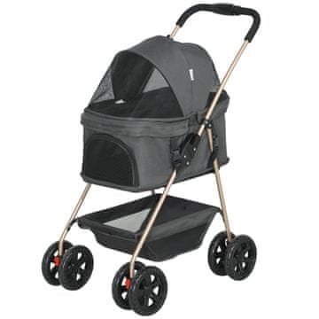 Homestar Kolica za kućne ljubimce 3 u 1 sklopiva 76x50x102 cm siva