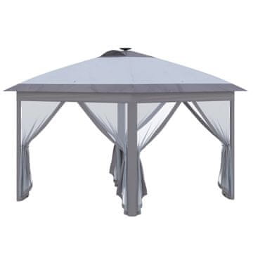 Homestar Sklopivi paviljon s LED osvjetljenjem i mrežnim bočnim zidovima 330x330x288 cm Sivi