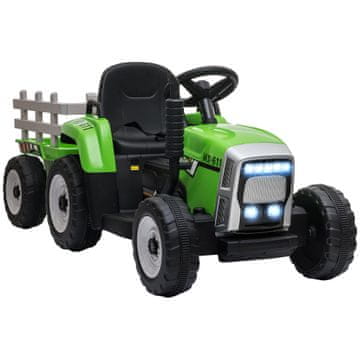 Homestar Električni traktor na akumulator s prikolicom za djecu 1365x50x525 cm Zeleno