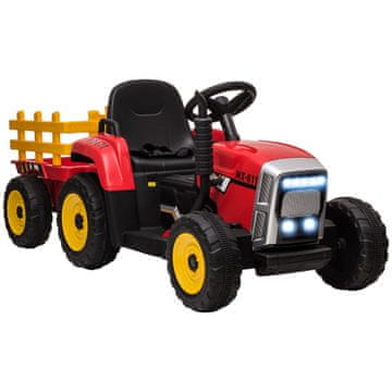 Homestar Električni traktor na baterije za djecu s prikolicom 1365x50x525 cm crveni
