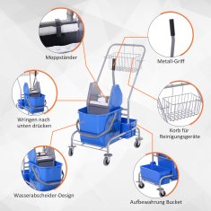 Homestar Kolica za čišćenje 72x49.5x95 cm Plava