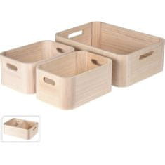 EXCELLENT Set drvenih kutija za pohranu KO-KR8000160 3 kom. prirodno