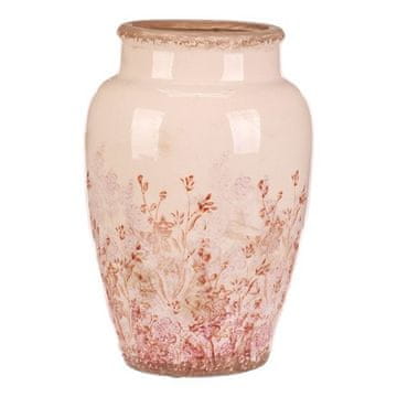Autronic Vaza keramika - zaobljena, retro, ružičasti cvjetovi, veličina L (KEV314-L)