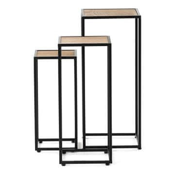 Autronic Stalak za cvijeće metal, s MDF-om (jasenov furnir), cijena za set od 3 komada (FA23-022)