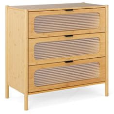 Northix Bambusova komoda s 3 ladice i staklenim frontama 80 x 40 x 78,5 cm