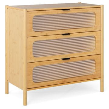 Northix Bambusova komoda s 3 ladice i staklenim frontama 80 x 40 x 78,5 cm