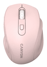 Canyon OnClick 20 bežični optički miš, 1600 DPI, 6 gumba, roza (CNE-CMSW20P)