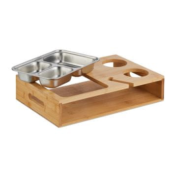 Northix Klub stolić bambus s inox poslužavnikom i držačem pića