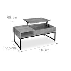 Northix Sklopivi stolić za kavu s prostorom za pohranu i podesivom pločom