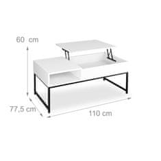 Northix Sklopivi stolić za kavu s podesivom visinom i prostorom za pohranu