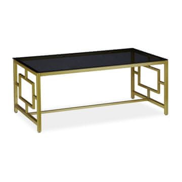 Northix Klub stolić crno staklo zlatni metal okvir nosivost 75 kg