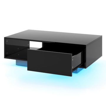 Northix Klub stolić s LED svjetlima, daljinski upravljač, prostor za odlaganje, crni, 95x55x31 cm