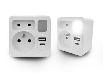 DVOSTRUKI RAZDJELJNIK S LAMPOM 1x USB + 1x USB C
