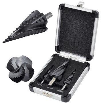 AWTOOLS M2-TiAlN SPIRALNI SET STUPENJASTIH BUŠILICA 3 kom. 4-12 mm 4-20 mm 4-32 mm BL
