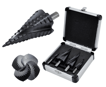 AWTOOLS M2-TiAlN SPIRALNI SET STUPENJASTIH BUŠILICA 4 kom. 4-12 mm 4-20 mm 4-32 mm 4-39 mm BL