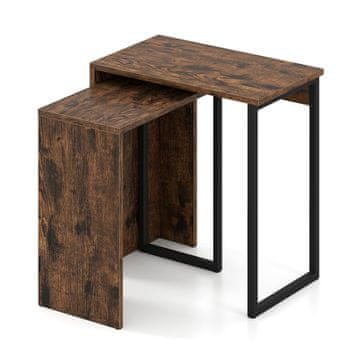 Northix Set stolića za kavu rustikalno smeđa boja metalni okvir 2 kom