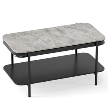 Northix Pravokutni stolić za kavu kamen metal 90x50x45.5 cm
