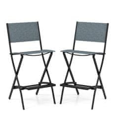 Northix Sklopivi set 2 vanjske barske stolice, plave, s naslonom i osloncem