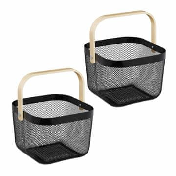 Northix Set od 2 žičane košare s bambus ručkama metalne za pohranu