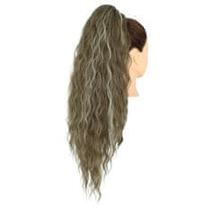 FRILLA® Duga valovita ekstenzija za rep, umjetni rep s vezicom 66 cm, sintetička kosa otporna na toplinu | WAVYPONY Tamno smeđa