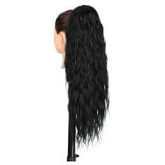 FRILLA® Duga valovita ekstenzija za rep, umjetni rep s vezicom 66 cm, sintetička kosa otporna na toplinu | WAVYPONY Crna