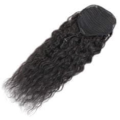 FRILLA® Duga valovita ekstenzija za rep, umjetni rep s vezicom 66 cm, sintetička kosa otporna na toplinu | WAVYPONY Crna