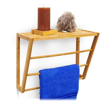 Northix Kupaonska polica od bambusa – vodootporni bambus, s držačem za ručnike
