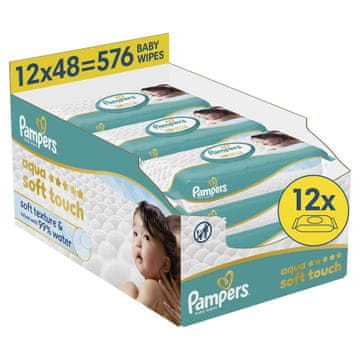 Pampers Aqua Soft Touch vlažne maramice, 12 x 48 komada