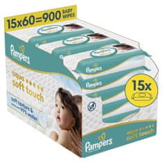 Pampers Aqua Soft Touch vlažne maramice, 15 x 60 komada