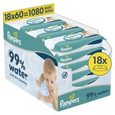 Pampers 99% Water Pure Skin Cleaning vlažne maramice, 18 x 60 komada