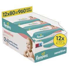 Pampers Sensitive vlažne maramice, 12 x 80 komada