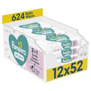 Pampers Sensitive vlažne maramice, 12 x 52 komada