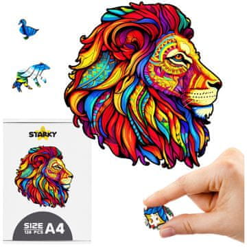 Drvena slagalica puzzle za odrasle i djecu, lav mačka, poklon za tatu i oca