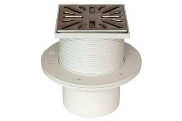 Enpro Odvod u podu Donji podni odvod D 110 mm, ovratnik, rešetka od nehrđajućeg čelika SUN, bijela