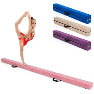 Northix Sklopiva greda za gimnastiku 210 cm ružičasta brušena koža