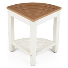 Northix Kutna tuš stolica s policom – vodootporna HDPE, bijela, nosivost 150 kg