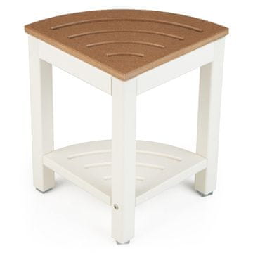 Northix Kutna tuš stolica s policom – vodootporna HDPE, bijela, nosivost 150 kg