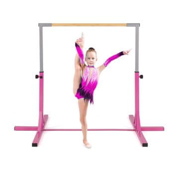 Northix Podesiva dječja gimnastička šipka 85–145 cm metal bambus roza 65 kg