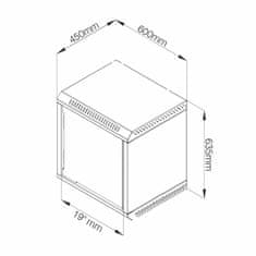 Datech zidni ormar 12U 635 600x450 sivi + polica DP.6412.9000