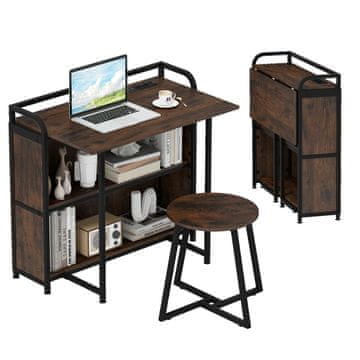 Northix Sklopivi radni stol s utičnicama i policama 90x55x83 cm metalni okvir