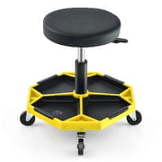 Northix Podesiva mehaničarska stolica s pladnjem 41-55 cm 150 kg žuta metalni okvir