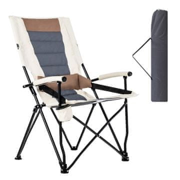 Northix Sklopiva kamperska stolica držač za čaše 71x100x62cm smeđa bijela