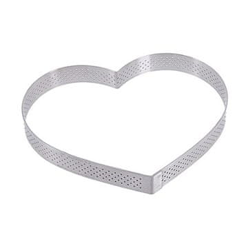 de Buyer Okvir za tortu 3099.52, perforirani okvir, oblik srca, promjer 18 cm, visina 2 cm, nehrđajući čelik
