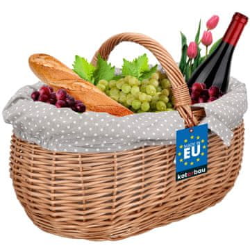 Pletena košara za kupovinu, piknik i gljive, uskrsna, ovalna s umetkom, 47 cm