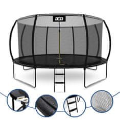 SPORT EXCLUSIVE Trampolin 430 cm Crna + zaštitna mreža + ljestve