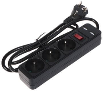 PRODUŽNI KABELI PR-1.5M-3G-SW/USB/B (3 UTIČNICE + 2 USB-a) 1.3m