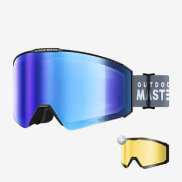 Outdoor master Skijaške naočale Falcon Cylindrical ZEISS VLT 27% + dodatna žuta leća VLT 91%, crni okvir – plava ML leća